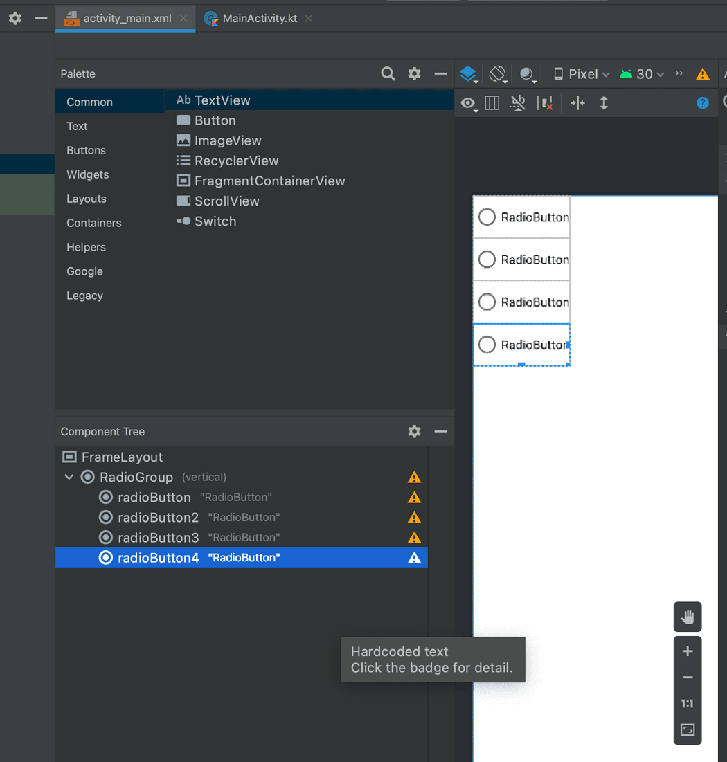 Radio group and buttons Radio group and buttons