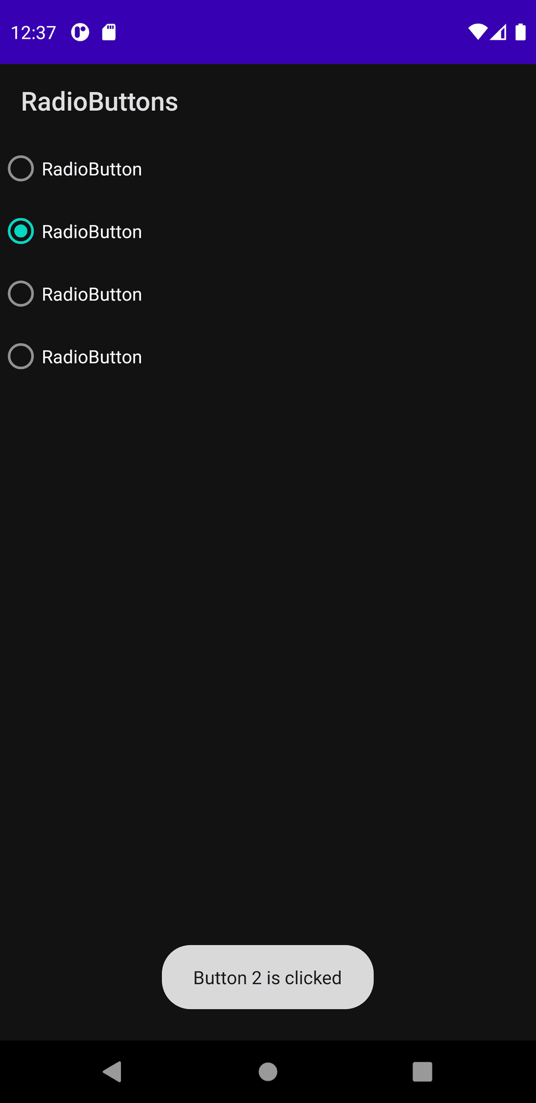 Radio button clicked Radio button clicked