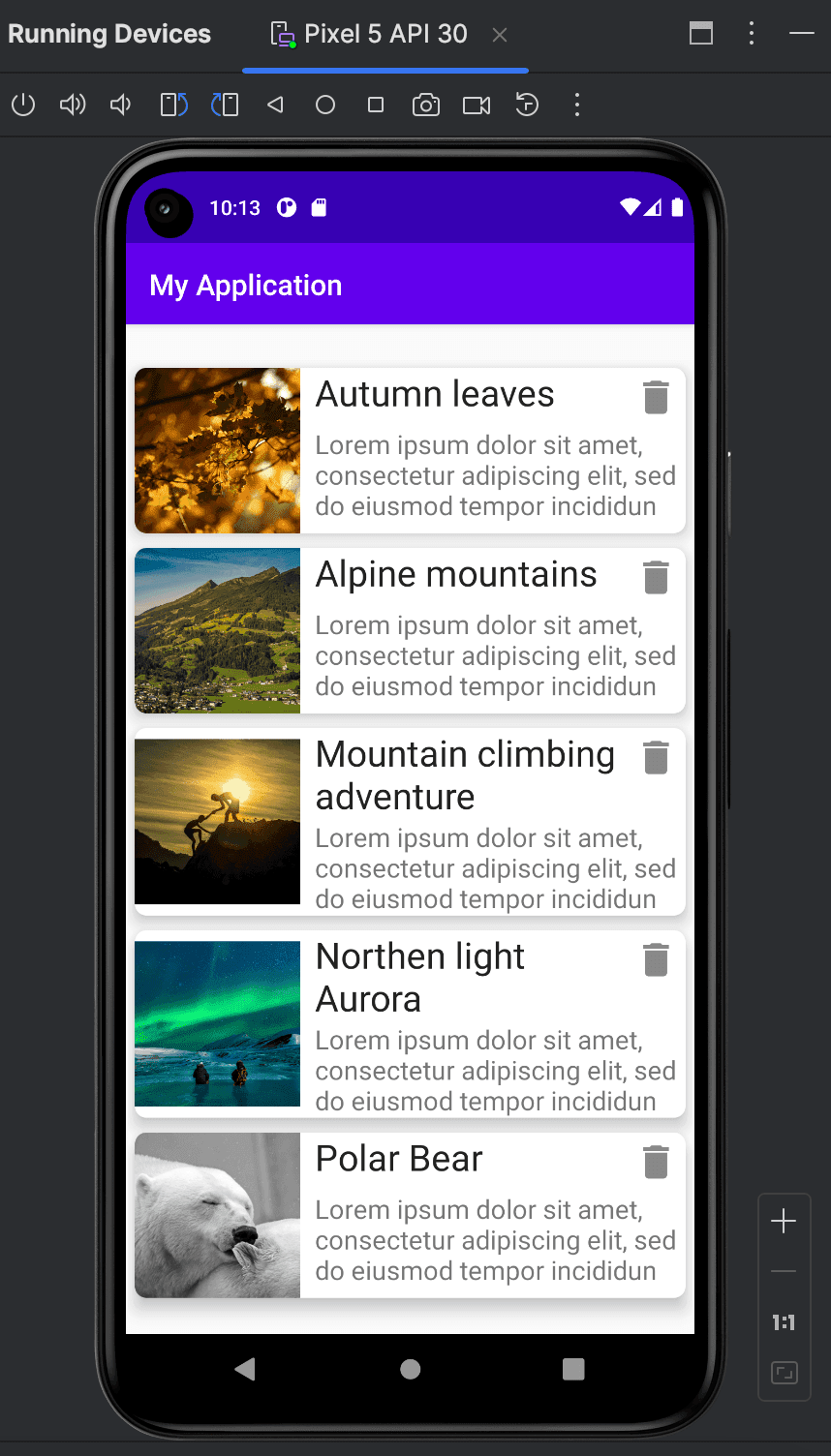 RecyclerView delete button RecyclerView delete button